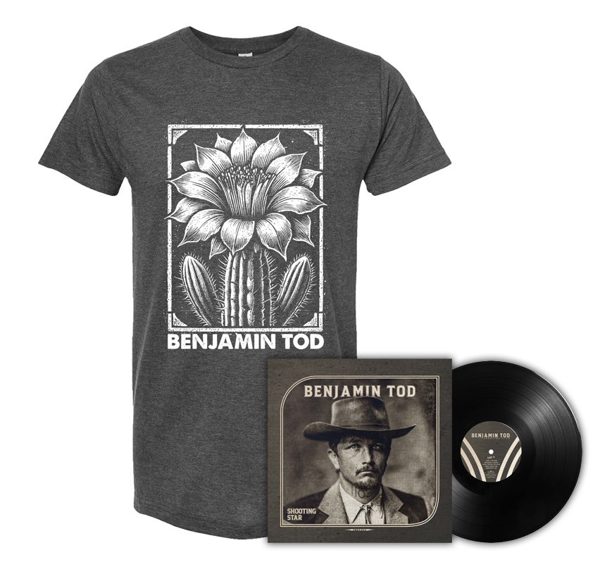 Shooting Star T-Shirt Fan Pack (Black + Cactus) PRE-ORDER - Benjamin Tod & the Lost Dog Street Band